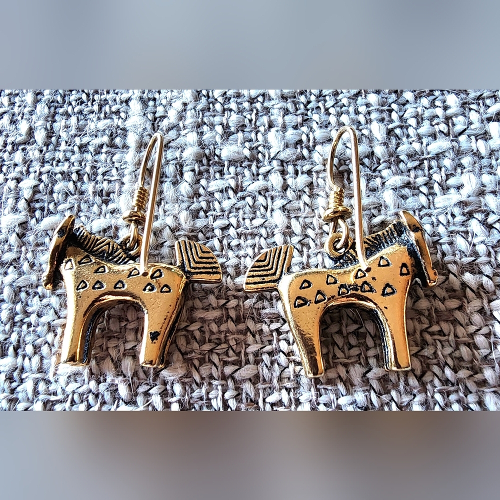 Laurel Burch Horse Earrings "Ancient Ancestors" from her 1980's Collection